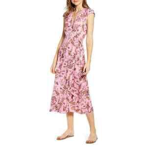 Love, Fire Midi Wrap Dress In Pink Garden Floral Paisley Size S ( juniors )